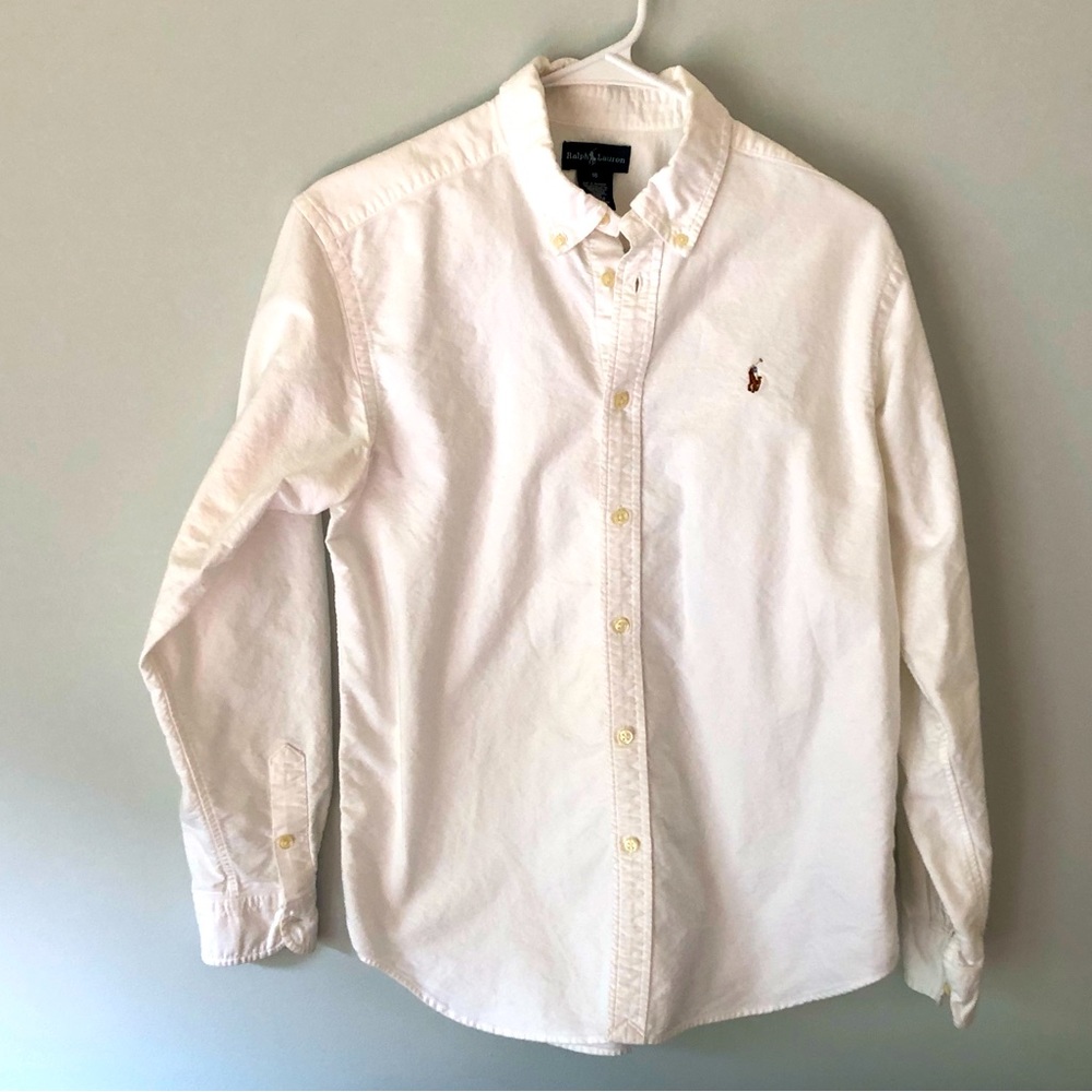 Ralph Lauren Classic Fit White Button Down Long Sleeve Shirt Kids 18